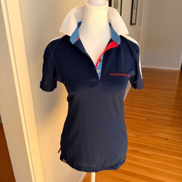 Porsche Women's Fitted Polo Shirt – Navy with White Collar (Size: Small) - Picture 1 of 5